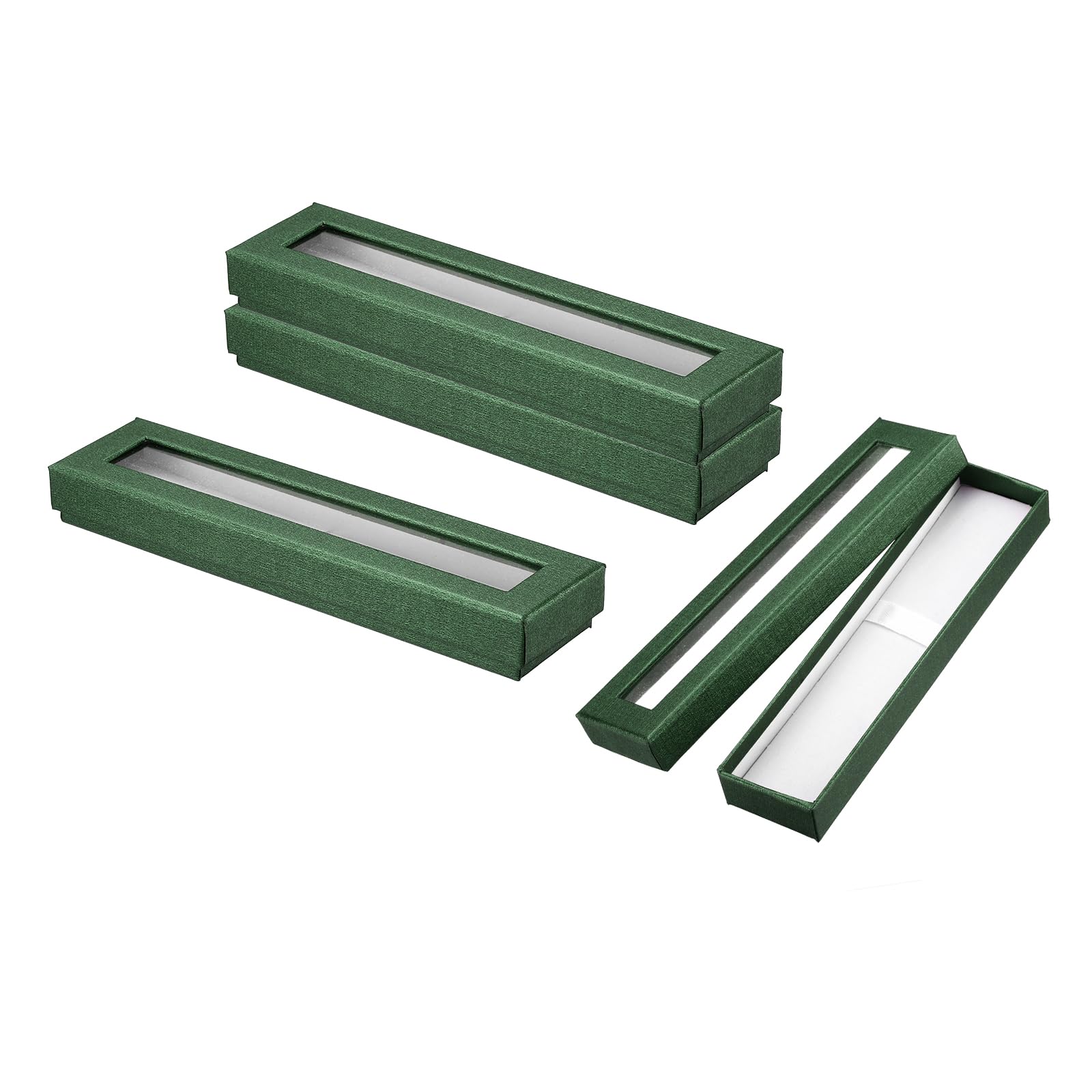 PATIKIL Pen Gift Box, 4 Pack Empty Pen Case Cardboard Case with Clear Window Pen Presentation Display Box for Pencil Ballpoint Jewelry Business Office, Green