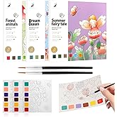 AWANKOU Paint with Water Coloring Books for Kids, 3 PCS | 60 Pages Watercolor Painting Sets for Kids Ages 4 5 6 7 8+, Arts Crafts Drawing Gift for Boys Girls - Fairy Tail, Dream Ocean& Forest Animals
