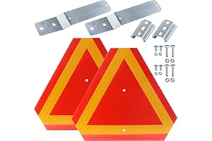 NIDAIFEI 2 Pack Slow Moving Vehicle Sign with Mounting Bracket for Vehicles Golf Cart Tractor Outdoor Accessories, Includes 1 Slow Moving Vehicle Triangle Signs Aluminum, 1 Sign Mounting Brackets