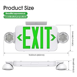 SASELUX Green Led Exit Sign Emergency Light Combo