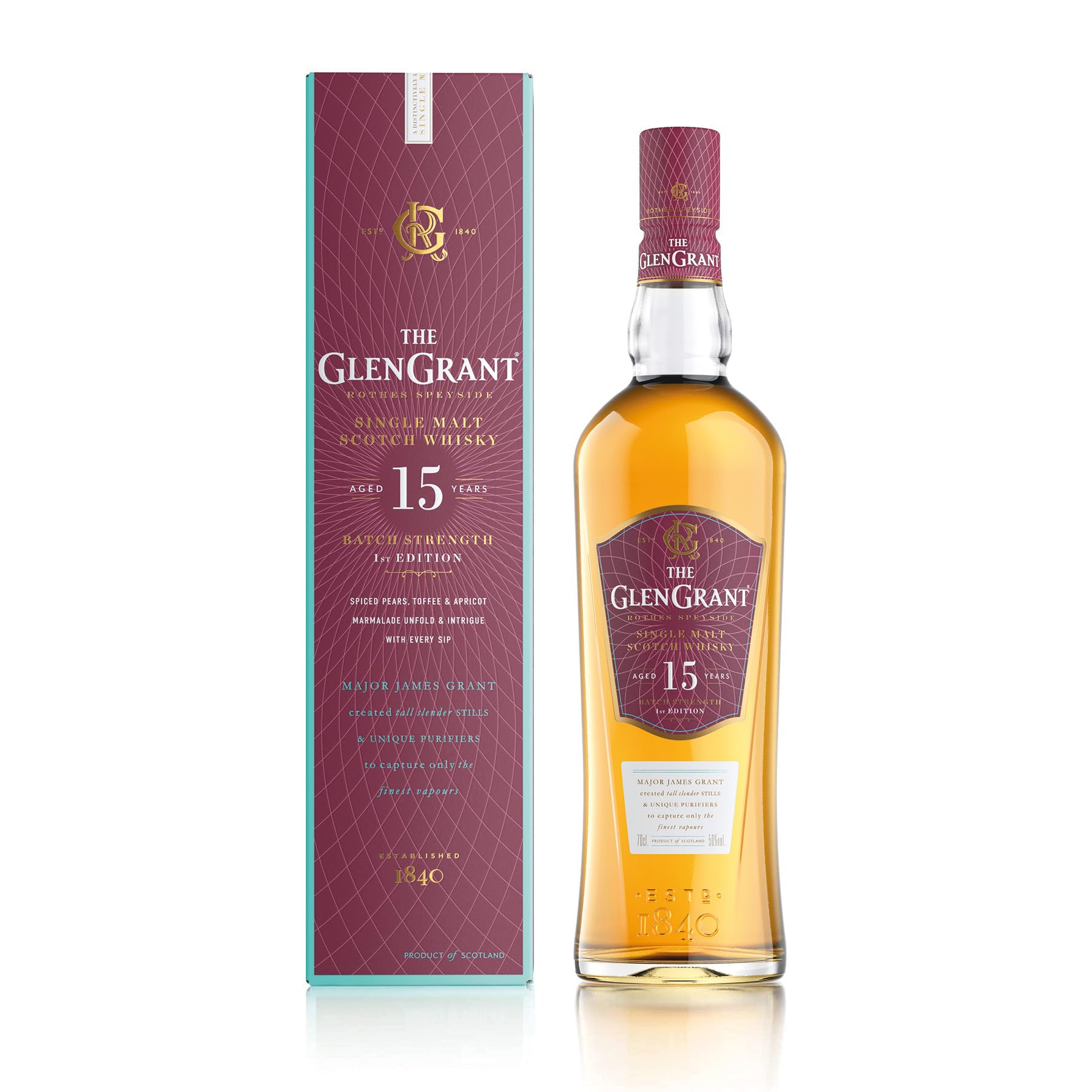 Glen Grant 15 Jahre Single Malt Scotch Whisky | Reifer, hochwertiger Whisky aus Schottland | in Ex-Bourbon-Fässern gereift | in Geschenk-Karton | 50% Vol. | 1 x 0,7 l 3