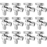 SUNGATOR 12-Pack Pex A Angle Stop Valve, 1/2" Pex A Expansion x 3/8" OD Compression, 1/4 Turn Chrome Plated Brass Shut Off Va