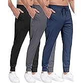 PARISDIARY 3 Pack Men's Sweatpants with Zipper Pockets,Workout Gym Traning Track Joggers Pants for Men Running Jogging Pants