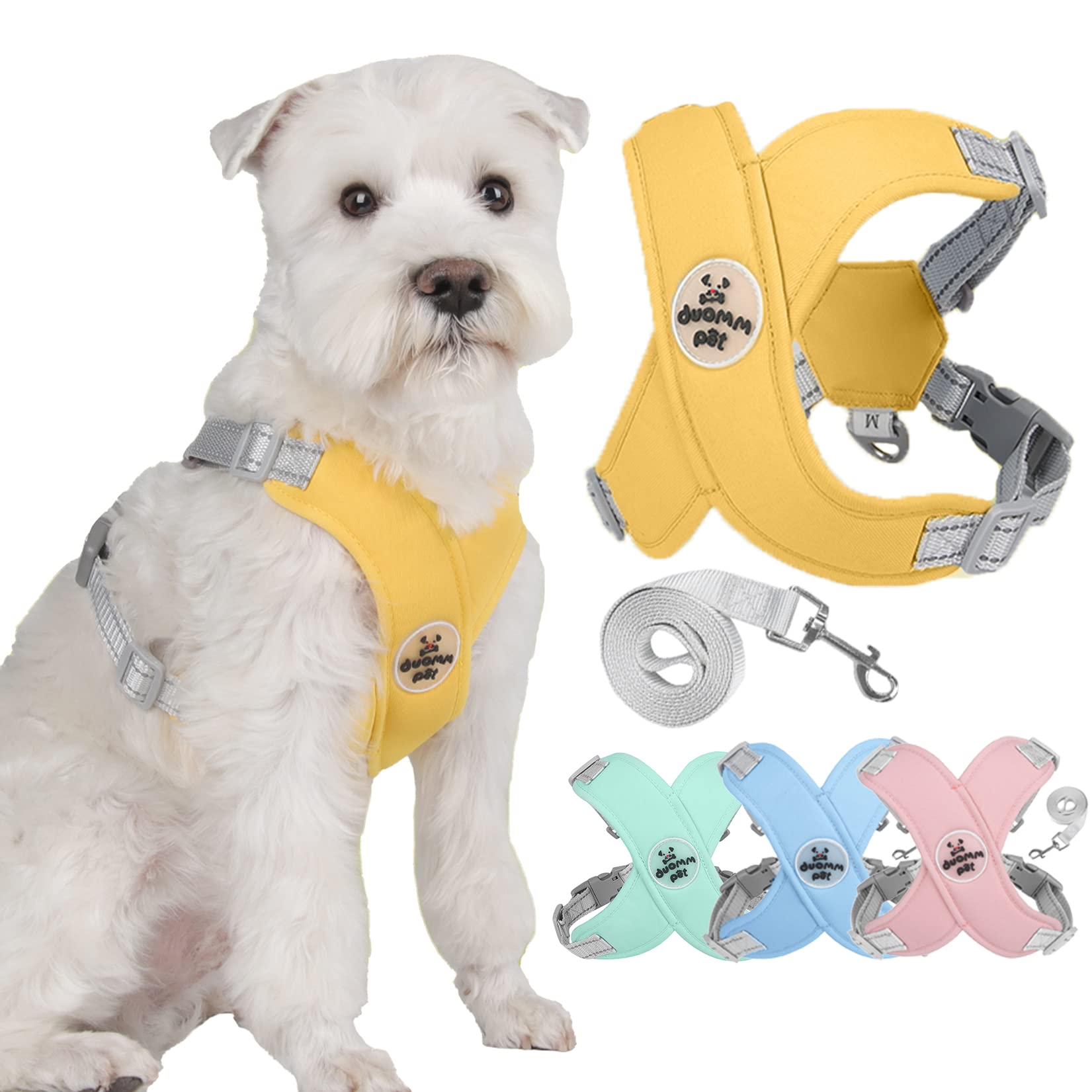 Zunea No Pull Dog Harnesses and Lead Set for Small Medium Dogs Adjustable Reflective Puppy Vest Harness Soft Breathable Mesh Padded Lightweight Vest with Back Clip for Chihuahua Bulldog Yellow S