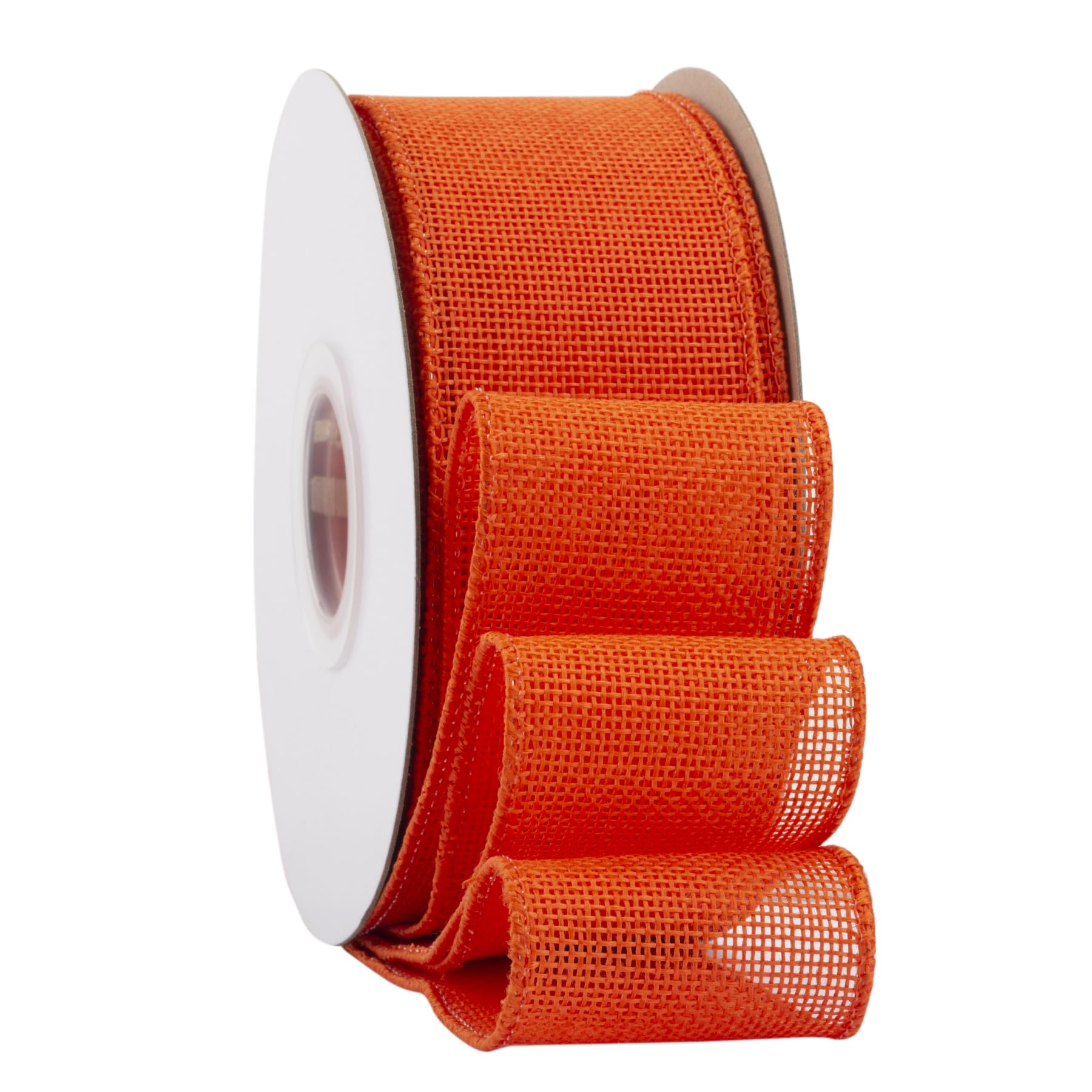 Ribbonitlux Orange Burlap Wired Ribbon, 50mm x 18 Meters, Wired Edge Burlap Ribbon for Gift Wrapping, Big Bow, Wreath, and Christmas Tree Decoration