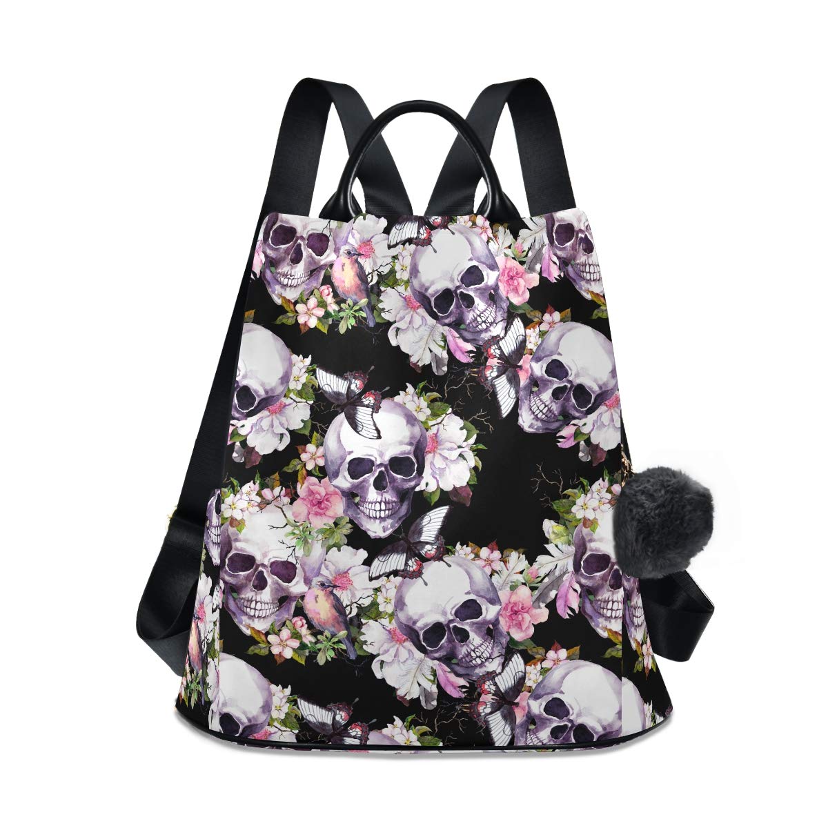 ALAZA Skulls Flowers Birds Butterfly Backpack Purse