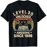 Level 30 Unlocked Awesome Since 1996 30th Birthday Gaming T-Shirt