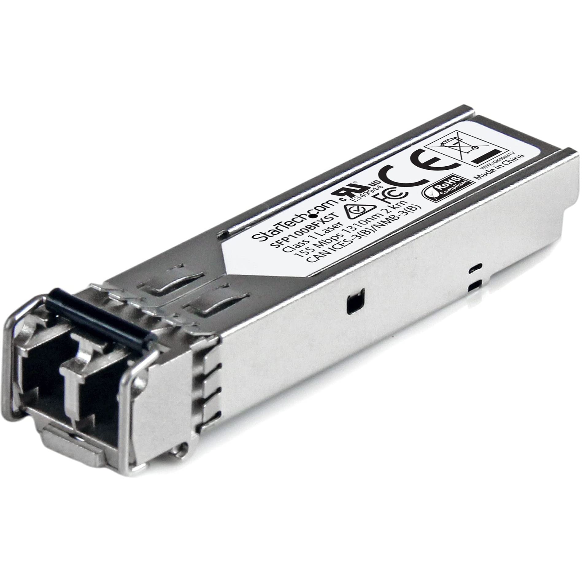 StarTech.com MSA Uncoded Compatible SFP Module - 100BASE-FX - 100MbE Multi Mode Fiber (MMF) Optic Transceiver - 100Mb Ethernet SFP - LC 2km - 1310nm - DDM (SFP100BFXST)