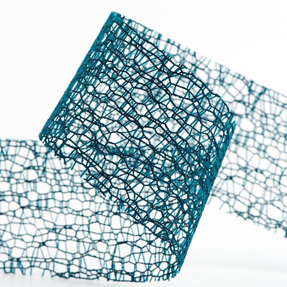 Italian Options Deco Web Mesh Ribbon 38mm x 20 Metres - Teal โ image 1