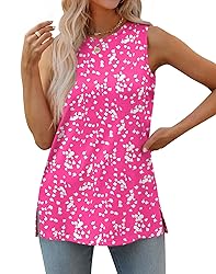 Hot Pink Tank Tops for Women Casual Summer Side