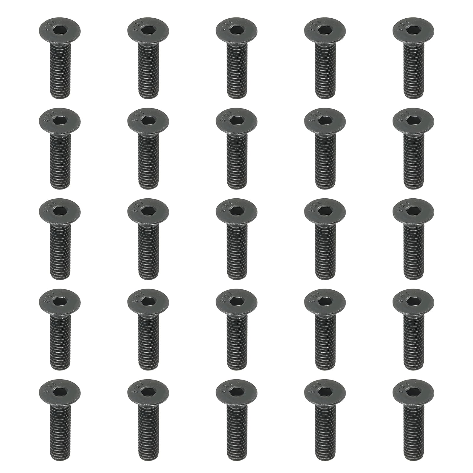 PATIKIL M5 x 20 mm Flat Head Socket Cap Screws, 20 Pack Flat Countersunk Bolts Medium Carbon Steel Hex Socket Drive Machine Screws Full Thread Black Oxide Grade 10.9