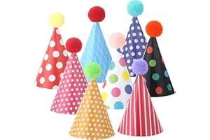 Kolldenn 45 Pcs Mini Party Hats for Stuffed Animals Tiny Paper Birthday Hats for Dogs Cat Kitten Cone Headband Miniature Toy Holiday Puppies Animals Costume Accessories, 9 Colors