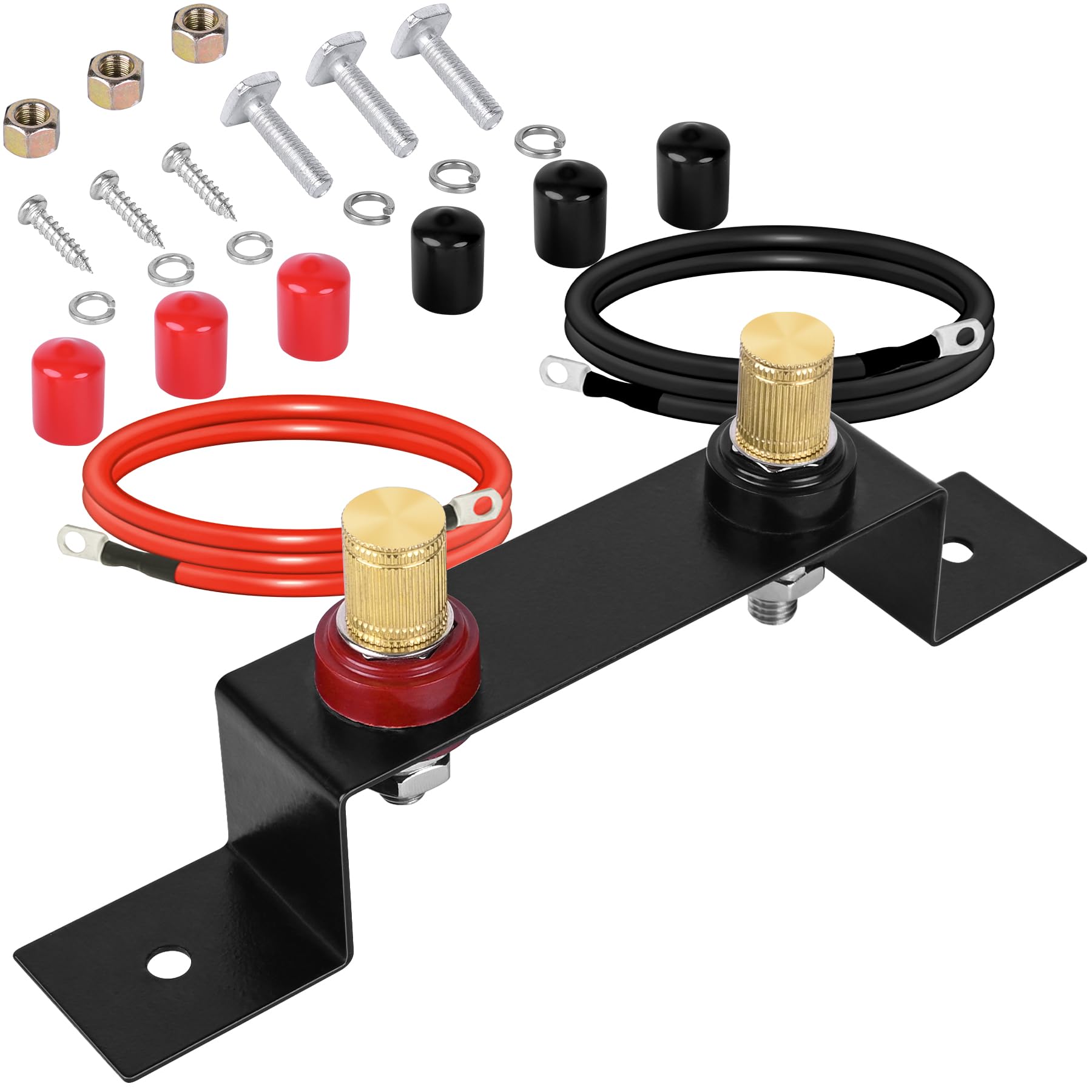 Photo 1 of Battery Relocation Kit, Battery Jump Post Kit Heavy Duty Remote Battery Terminals Charging Post with Bracket Cable Compatible with UTV ATV Car Trucks RV Tractor Boat