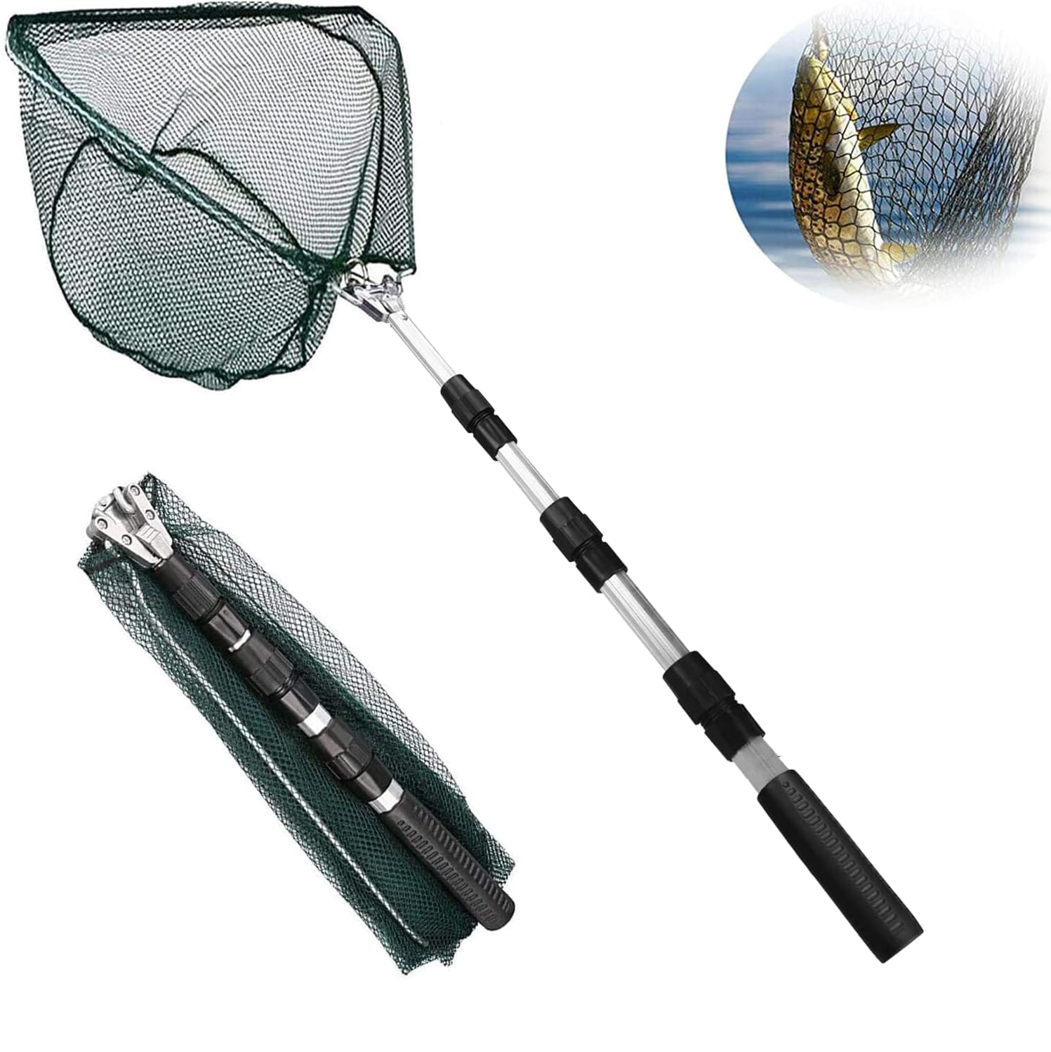 Landing Nets for Fishing, Xndryan Extensible 130CM Telescopic Fishing Net with Handle for Bird Fish Catch Release Fishing Landing Net Carp Trout Landing Net Fishing Nets for Ponds
