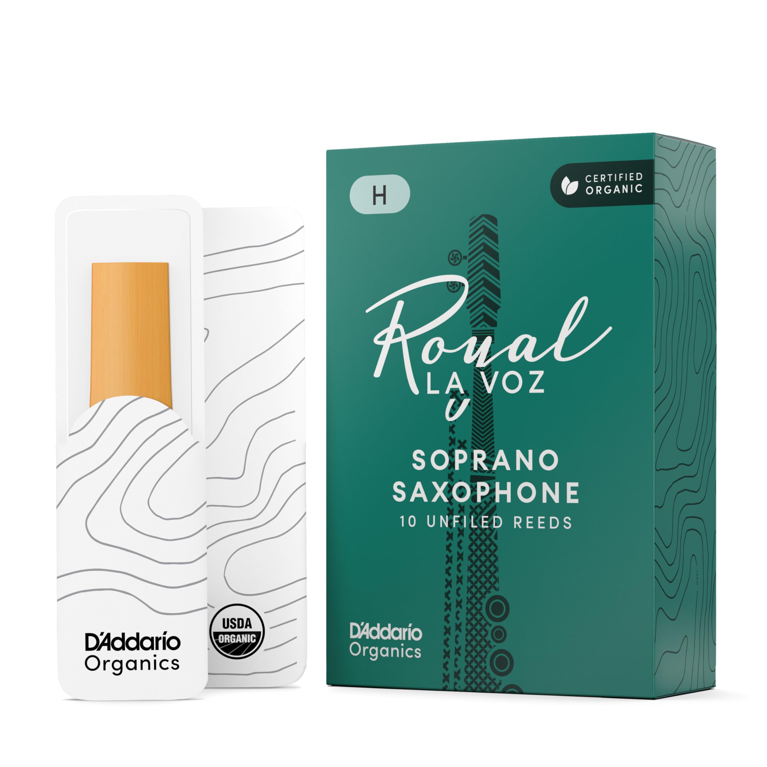 D'Addario Organic Royal La Voz Soprano Saxophone Reeds, Strength Hard, 10-pack