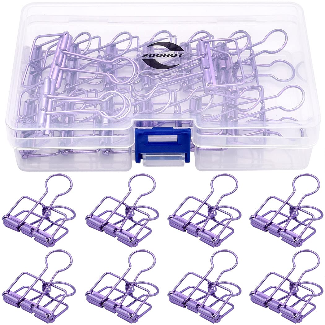 zoohot Binder Clips Paper Clamps 32mm Clips for Office School Supplies (Purple)