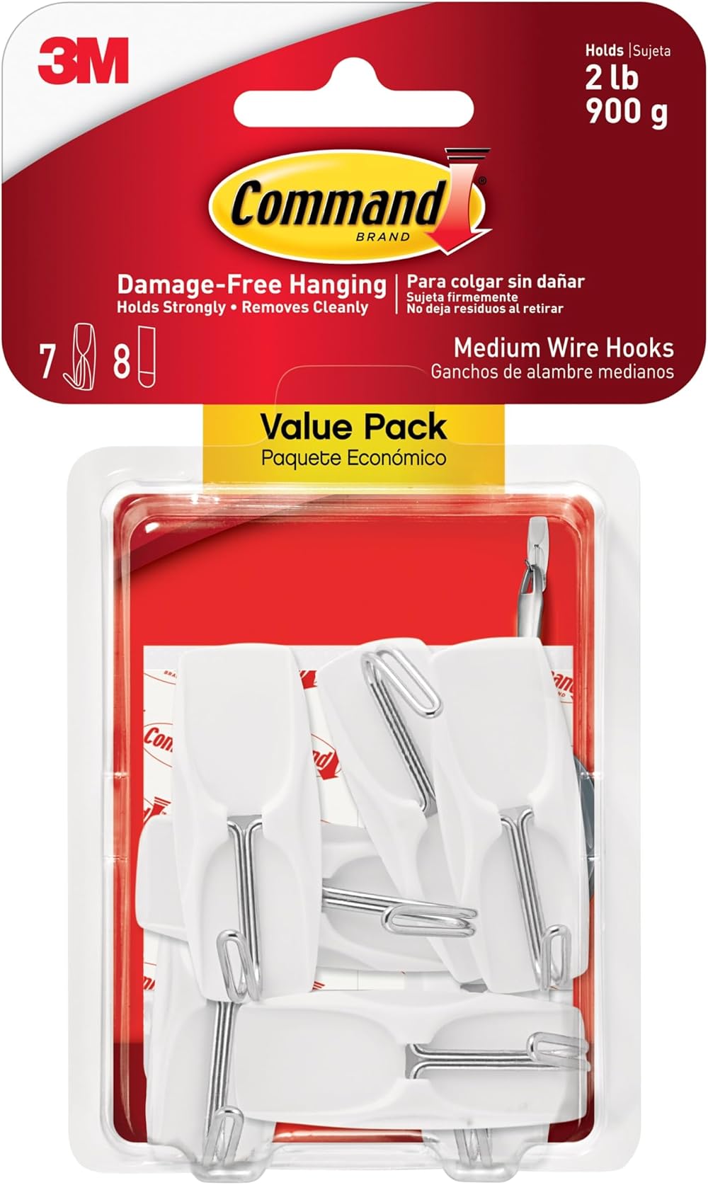 Command Wire Toggle Hook Value Pack 7 Medium White 8 Strips
