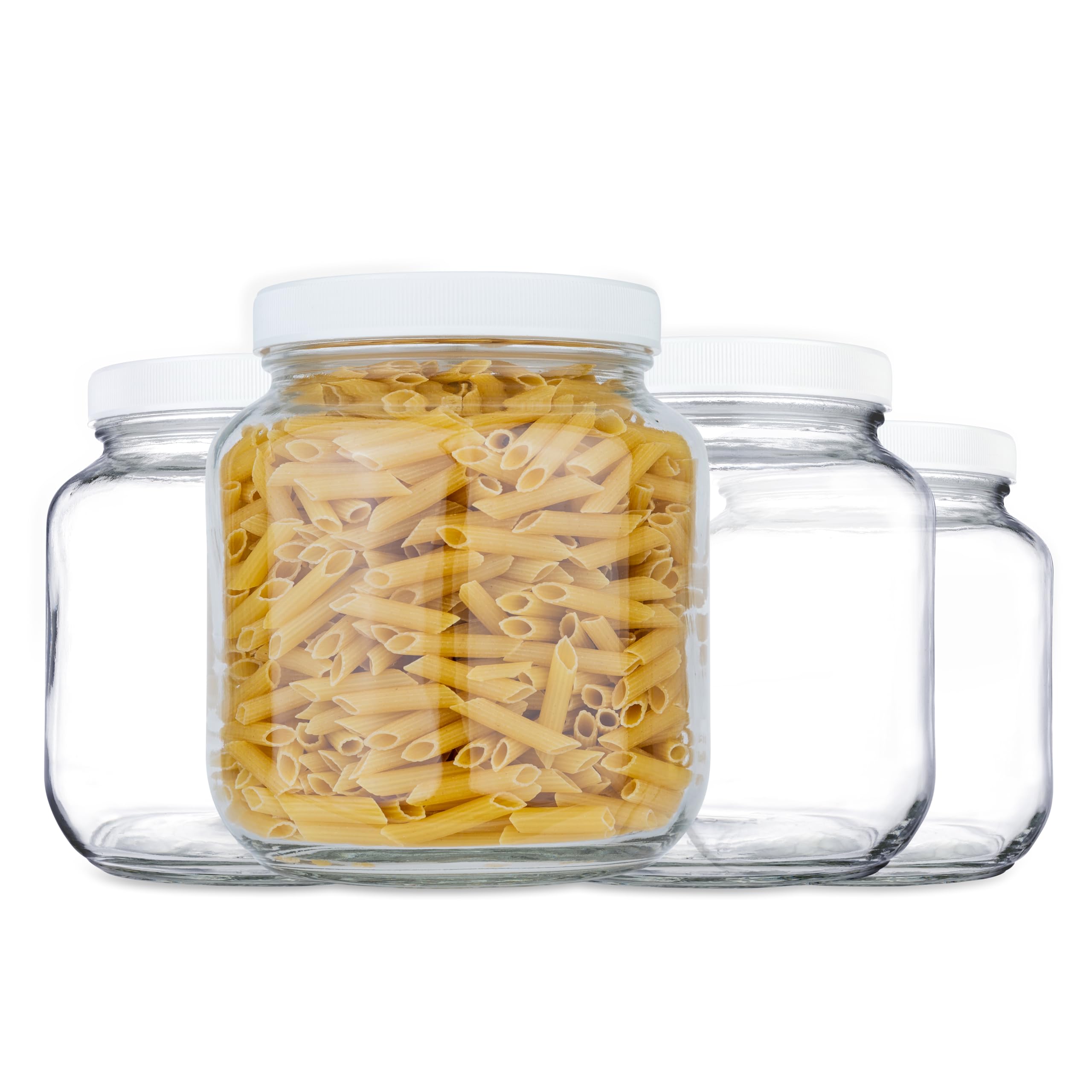 Photo 1 of kitchentoolz Half Gallon Mason Jar 64oz – 4 Pack Wide Mouth Glass Jars with Foam-Lined Plastic Lid – Airtight Storage for Kombucha, Pickling, Canning – Big Mason Jars