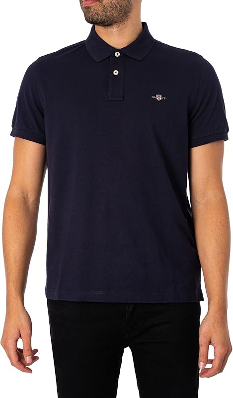 Polo de piqué REG Shield SS para Hombre, Azul Noche, L, Noche Azul, L