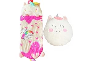 Nalexmi Sleeping Bag for Kids, Preschool Nap Mat, Toddler Sleeping Bag with Pillow for Daycare, Ages 3+, Large Size