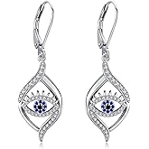 AXOMY Evil Eye Earrings 925 Sterling Silver Eye Dangle Drop Earrings Amulet Protection Evil Eye Jewelry Gift for Women