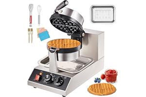 Uargd Commercial Waffle Maker, 1300W Round Waffle Iron, Non-Stick Waffle Machine with Adjustable Temperature Range 122-572℉ /
