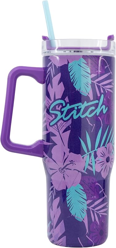 Garrafa de água em aço inoxidável Stitch 665ml - tampa hermética com pega, resistente para viagens escolares desportivas
