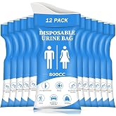 Disposable Urine Bags for Women/Men,12/24Pack for Travel, Camping, Car Trip | 800ML Large Capacity, Compact &amp; Portable for Travel,Leak-proof Seal,Unisex Design,Quickly Absorb,Emergency for Urine/Vomit