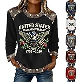 Dgoopd 250th Anniversary USA Sweatshirt Women Vintage Independence Day Textured Pullover Tops Cotton 1776-2026 Freedom Shirt