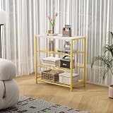 HOME BI 4-Tier Metal Shoe Rack with MDF Top Gold Storage Organizer view 4