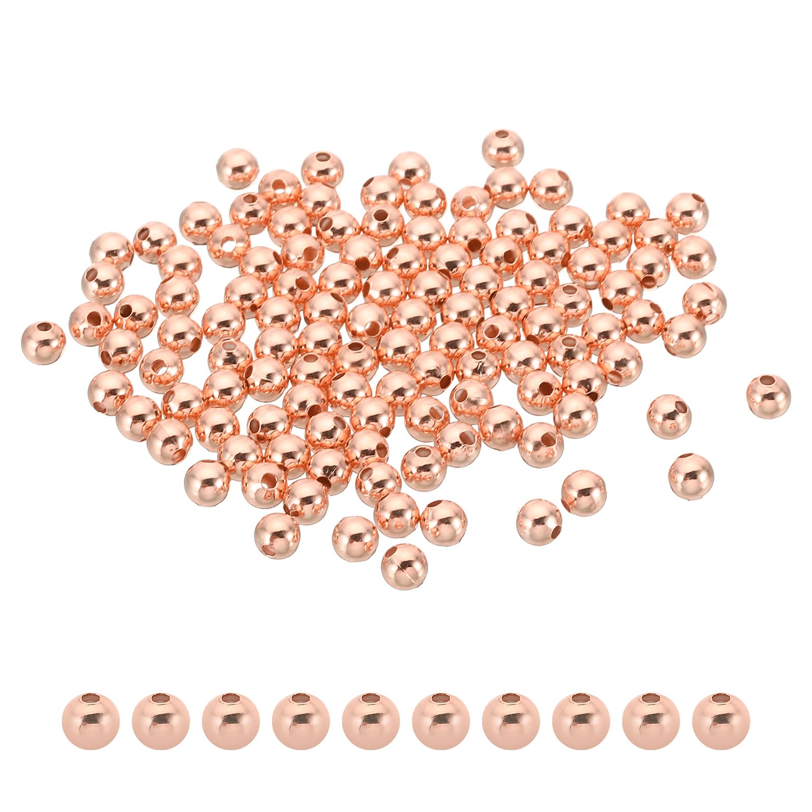 PATIKIL 5mm Gold Filled Spacer Beads for Jewelry Making, 100 Pack Metal Round Beads Brass Beads for Bracelets Earring Necklace DIY Craft, Rose Gold