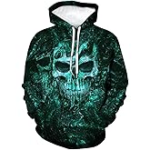 Hehanus Mens Skull 3D Graphic Print Hoodie Sweatshirts Pullover Tops with Pocket