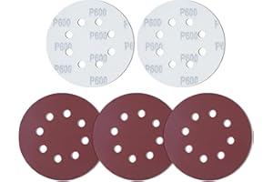 MIDO PROFESSIONAL ABRASIVE MIDO Professioanl Abrasive Sanding Discs 110 PCS Sandpaper 5 Inch 8 Hole Sanding Pads 600 Grit Sanding Disc Hook and Loop Round Orbital Sander Pads for Sanding