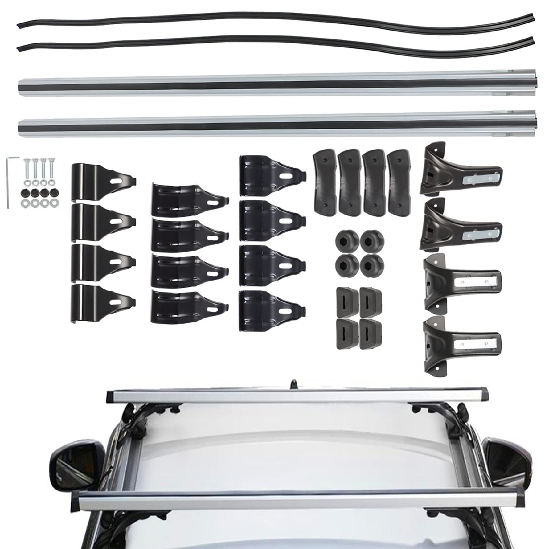 Photo 1 of Universal 48 Inch Car Top Luggage Roof Rack Cross Bar Adjustable with 3 Kinds Clamp