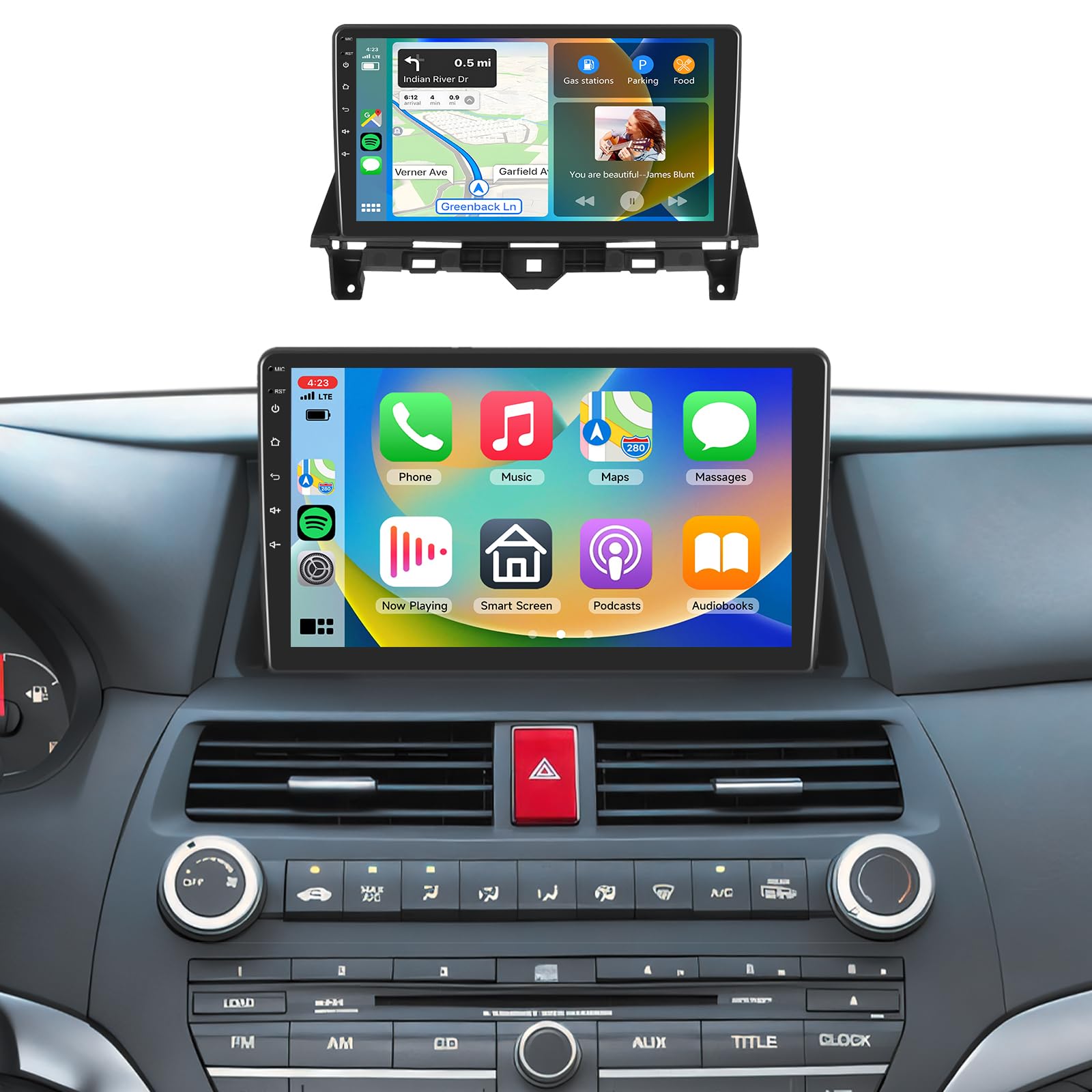 Photo 1 of 8Core 4G 64G 5GhzWiFi Radio for Honda Accord 8th 2008-2013,Android 13 Car Stereo with 10.1inch 1280X720P QLED Touch Screen Wireless Carplay Android Auto DSP 46EQ Bluetooth5.0 GPS FM/RDS Backup Camera