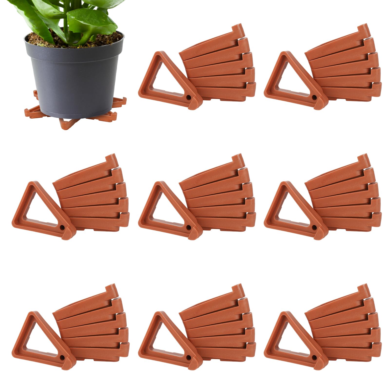 48 Pcs Flower Plant Pot Feet, Triangle Pot Feet Invisible Garden Pot Risers Plastic Breathable Potted Plant Stands Prevent Rot Pots Toes for Outdoor Indoor Plant