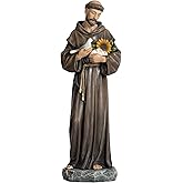 Grace4Joy St. Francis Statue, 12.5 Inches Saint Francis of Assisi Statue Catholic Home Decor, Hand Painted San Francisco de Asis Figure for Garden Outdoor Lawn Hallway Decor