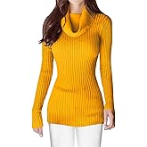 v28 Women’s Stretchable Cowl Neck Knit Long Sleeve Slim Fit Bodycon Sexy Sweater