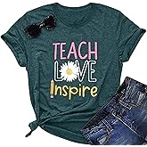 Women's T-Shirt Teaching Kindness Teacher Shirt Funny Short Sleeve Inspirational Graphic Tee Top