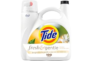 Tide Fresh & Gentle liquid laundry detergent, 100 Loads, Orange Blossom Scent, Gentle laundry soap with nature inspired fresh