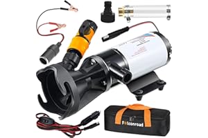 FOLCONROAD Macerator Pump for RV with Storage Bag, 12V 12GMP RV Macerator Pump with Quick-Release Function, Sewage Pump with Garden Hose Discharge Port, Water Pump Kit for Marine, Campers, Kitchen, RV Sewage