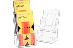 danoni Acrylic Brochure Holder 4 x 9 inch, 2 Tier for Flyer, Pamphlet Display Stand, Flyer Holder (2 Pack)