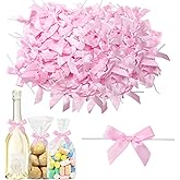 Mini Pink Bows, 150 Pcs Ribbon Bows Crafts Twist Tie Bows for Gift Wrapping Small Treat Bags Christmas Birthday Wedding Baby Shower Party Decorations