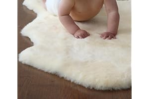 WaySoft Baby Sheepskin Rug, Oeko-TEX Certified, Safe & Natural Nursery Rug, 100% Genuine New Zealand Soft Fur Rug Baby Carpet