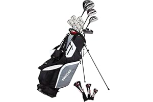 Precise M5 Men's Complete Golf Clubs Package Set Includes Titanium Driver, S.S. Fairway, S.S. Hybrid, S.S. 5-PW Irons, Putter, Stand Bag, 3 H/C's