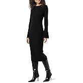 The Drop Womens Fernanda Bell Sleeve Ribbed Sweater Dress