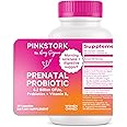 Pink Stork Prenatal Probiotics for Women with Vitamin B6 and Prebiotics - Morning Sickness, Gut Microbiome, and Immune Support - Pregnancy Probiotic - Pregnancy Must Haves, 30 Capsules