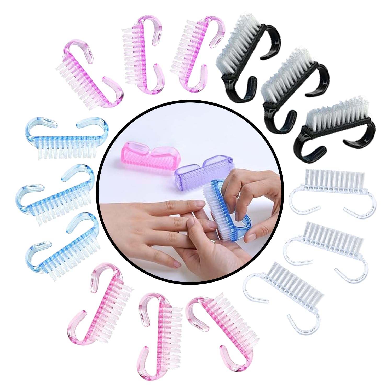 RXKFIGX 15 Pcs Nail Brush, Nail Brushes for Cleaning Nails, Plastic Clean Brush, Hand Scrubbing Cleaning Brush, with Plastic Handle, for Cleaning Hand Toes Nail Home Garden Salon use