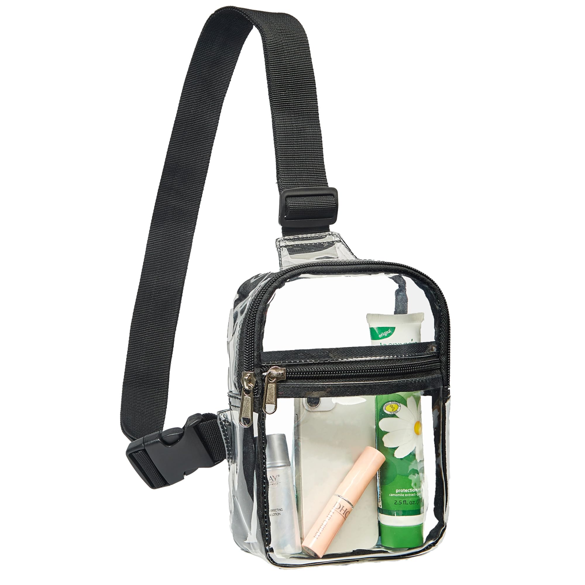 gdbis Clear Small Sling Bag, Heavy Duty Clear Purse Fanny Packs, Cute Chest Crossbody Backpack for Women