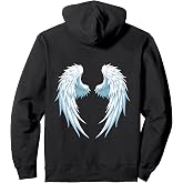 White Angel Wings Graphic On the Back Pullover Hoodie